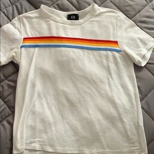 Rainbow stripe crop top.